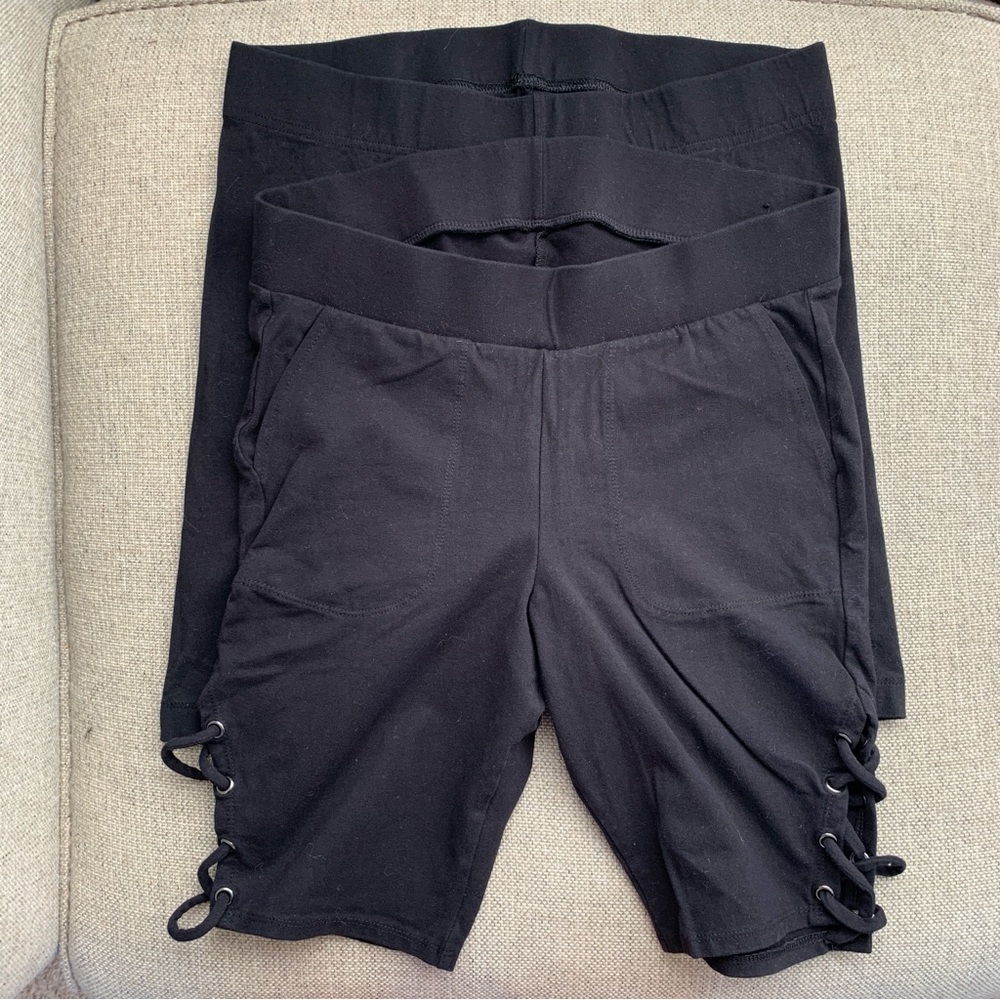Lot of 2 Bike Shorts Stretch Cotton Lace Up Side Torrid Old Navy Size Large 1